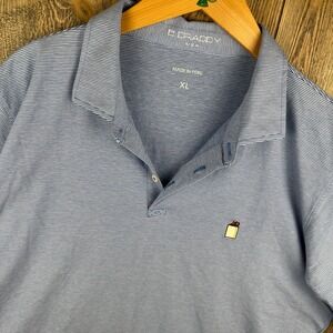 B. Draddy Blue Striped Pima Cotton Stretch Polo Shirt Mens XL Nevillewood CC Jug